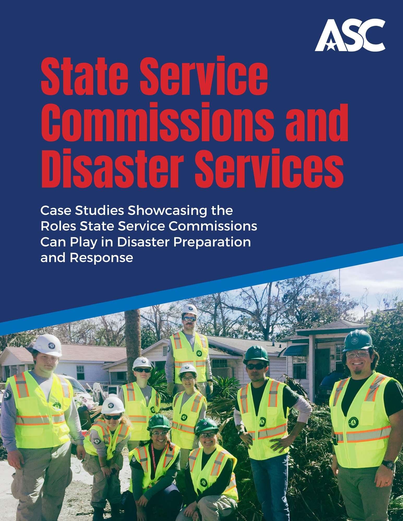 Decorative image. Front cover of State Service Commissions and Disaster Services publication
