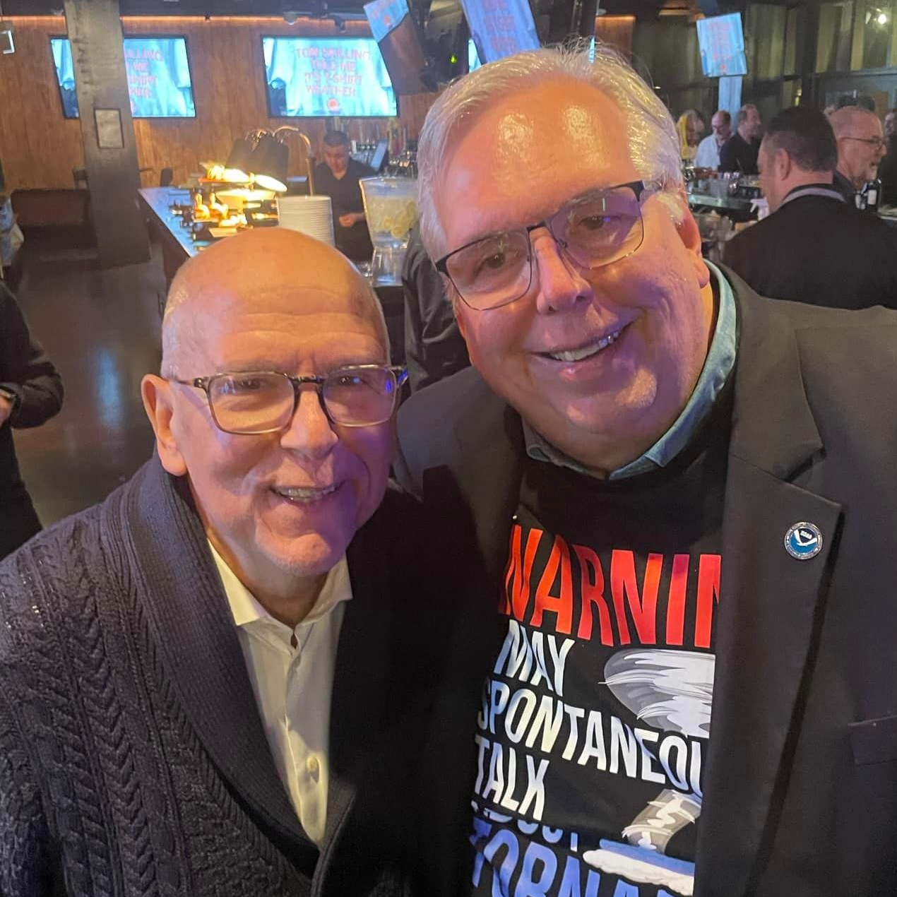 Tom Skilling and Brian Smith celebrating Tom's retirement. Brian, who retired in 2023. Photo courtesy of Brian Smith.