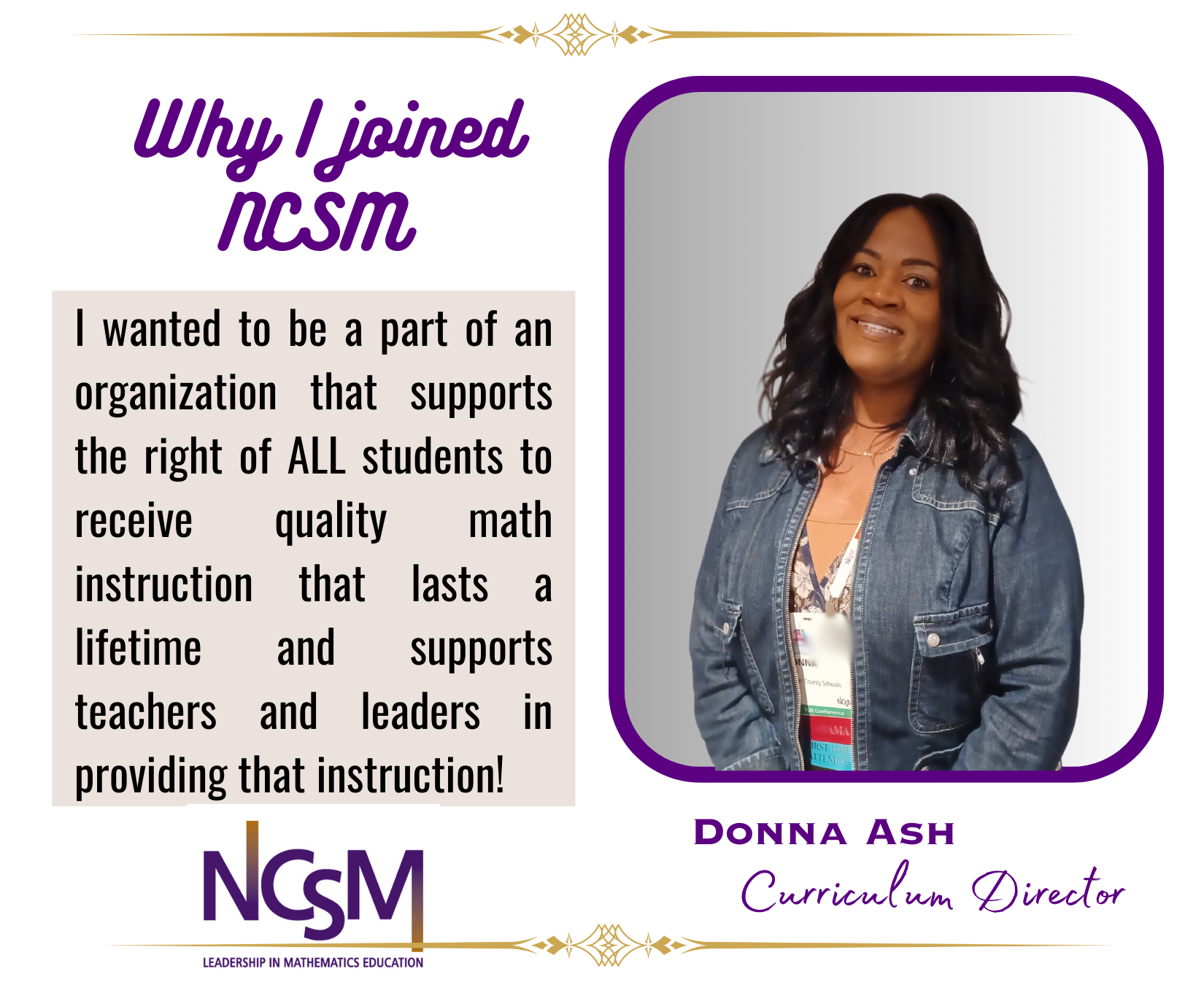 Why I Joined NCSM