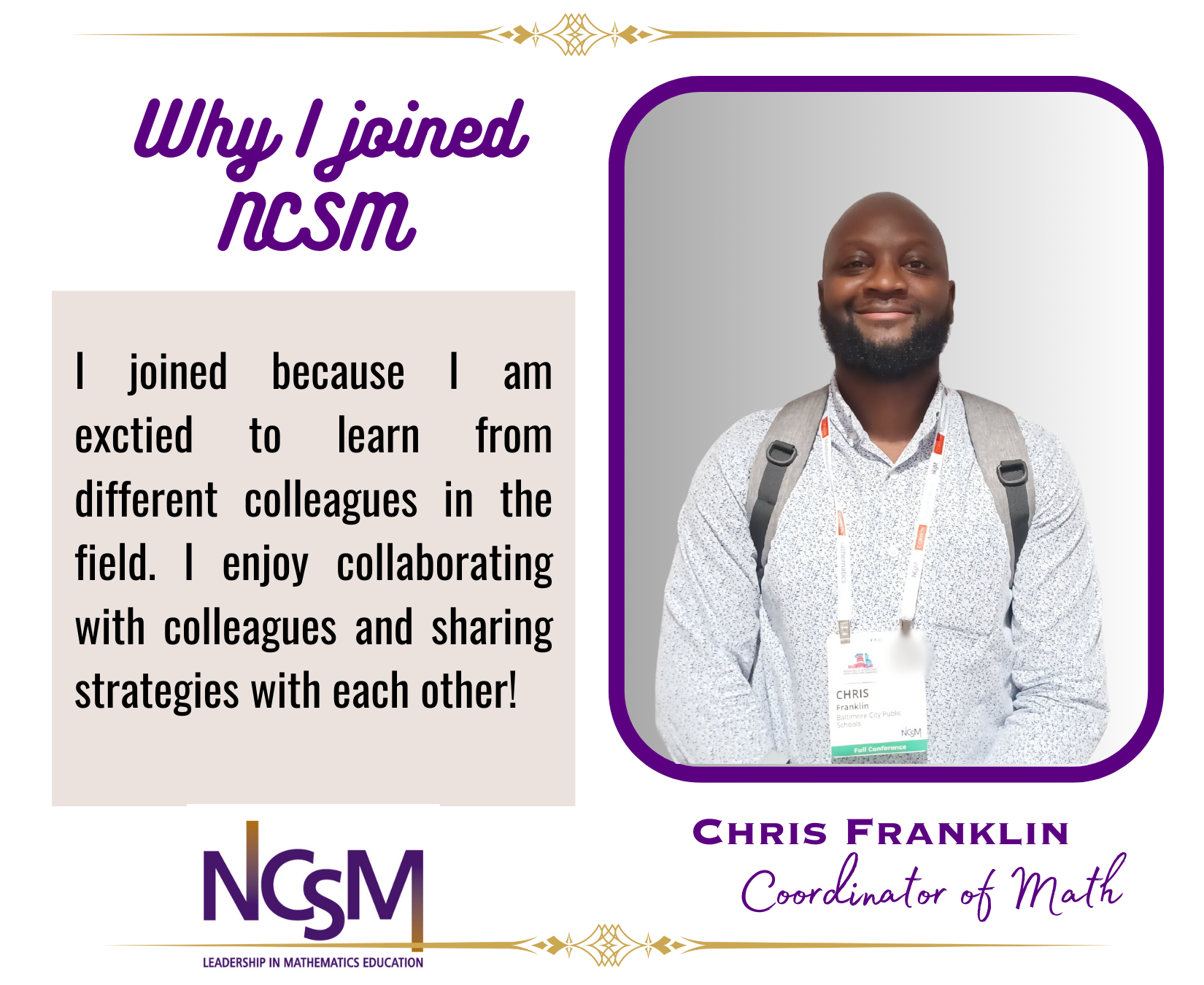 Why I Joined NCSM